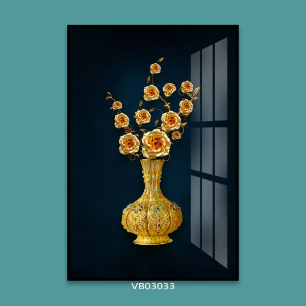 金箔金色花瓶花朵玫瑰
